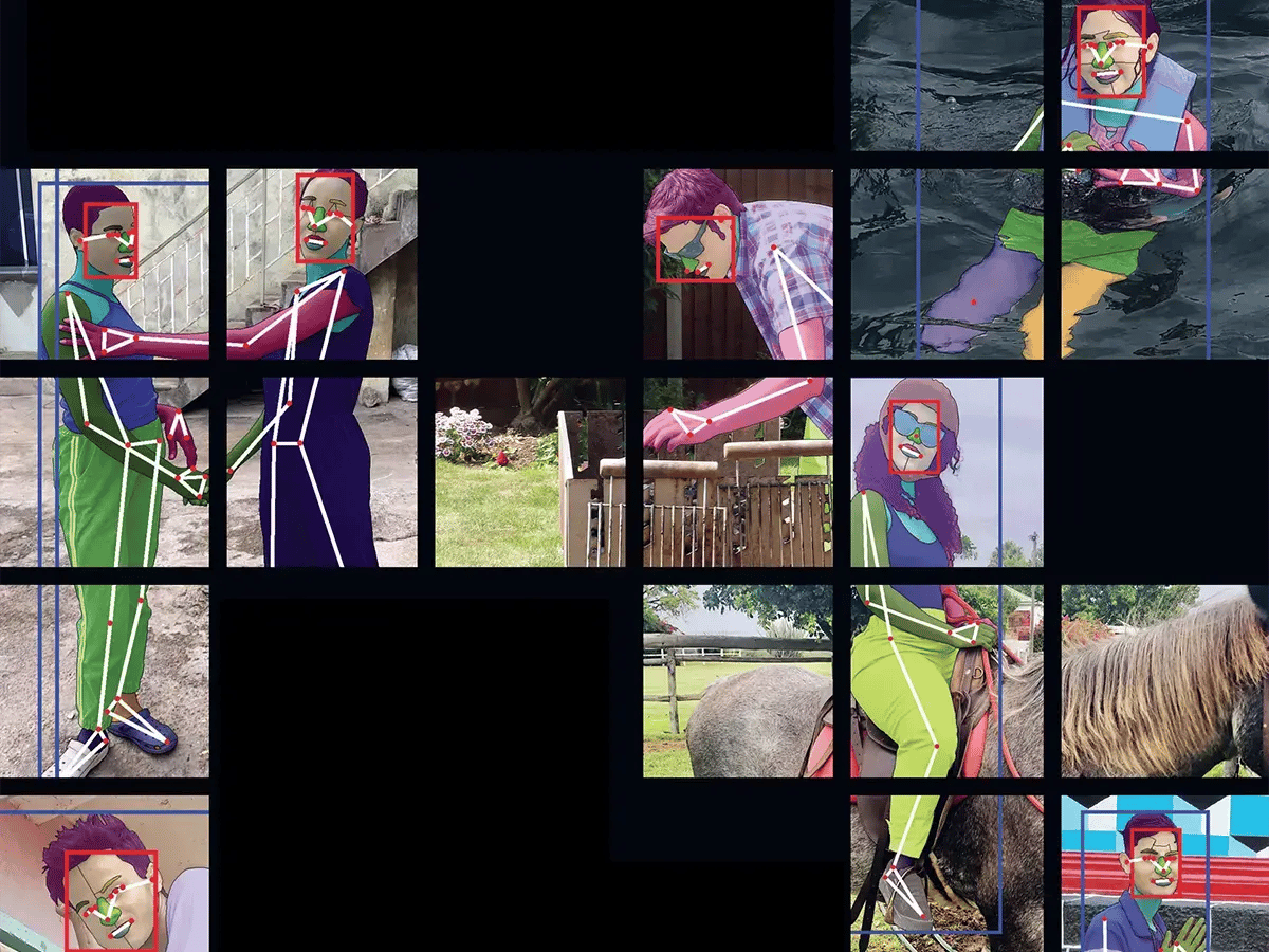 A collage of images showing vision detection capabilities, people engaging in various outdoor activities-1